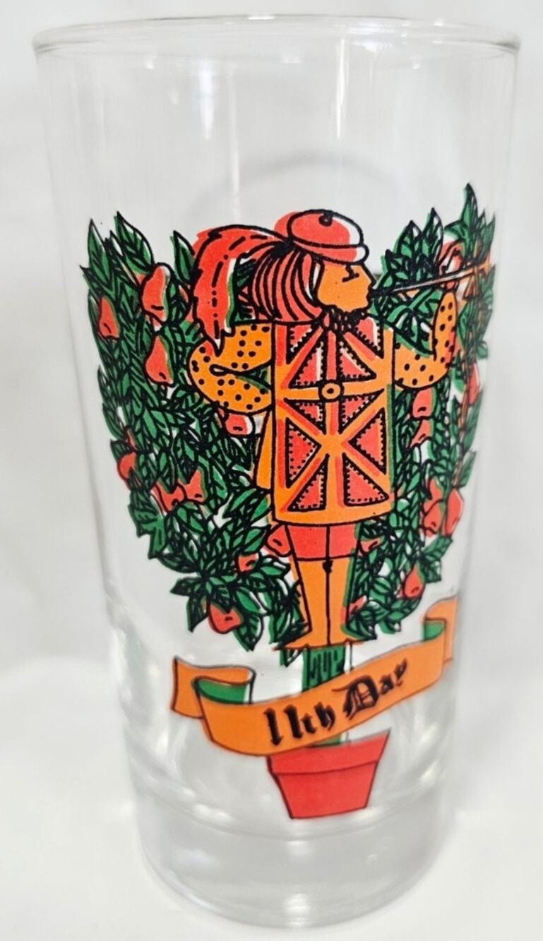 11th Day Vtg Indiana Glass 12 Days of Christmas Glass Tumbler Replacement Glass